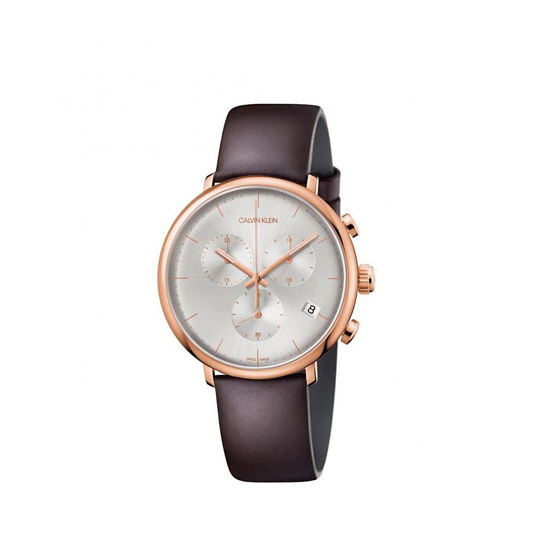 Mens Wristwatch CK CALVIN KLEIN HIGH NOON K8M276G6 Chrono Leather Brown