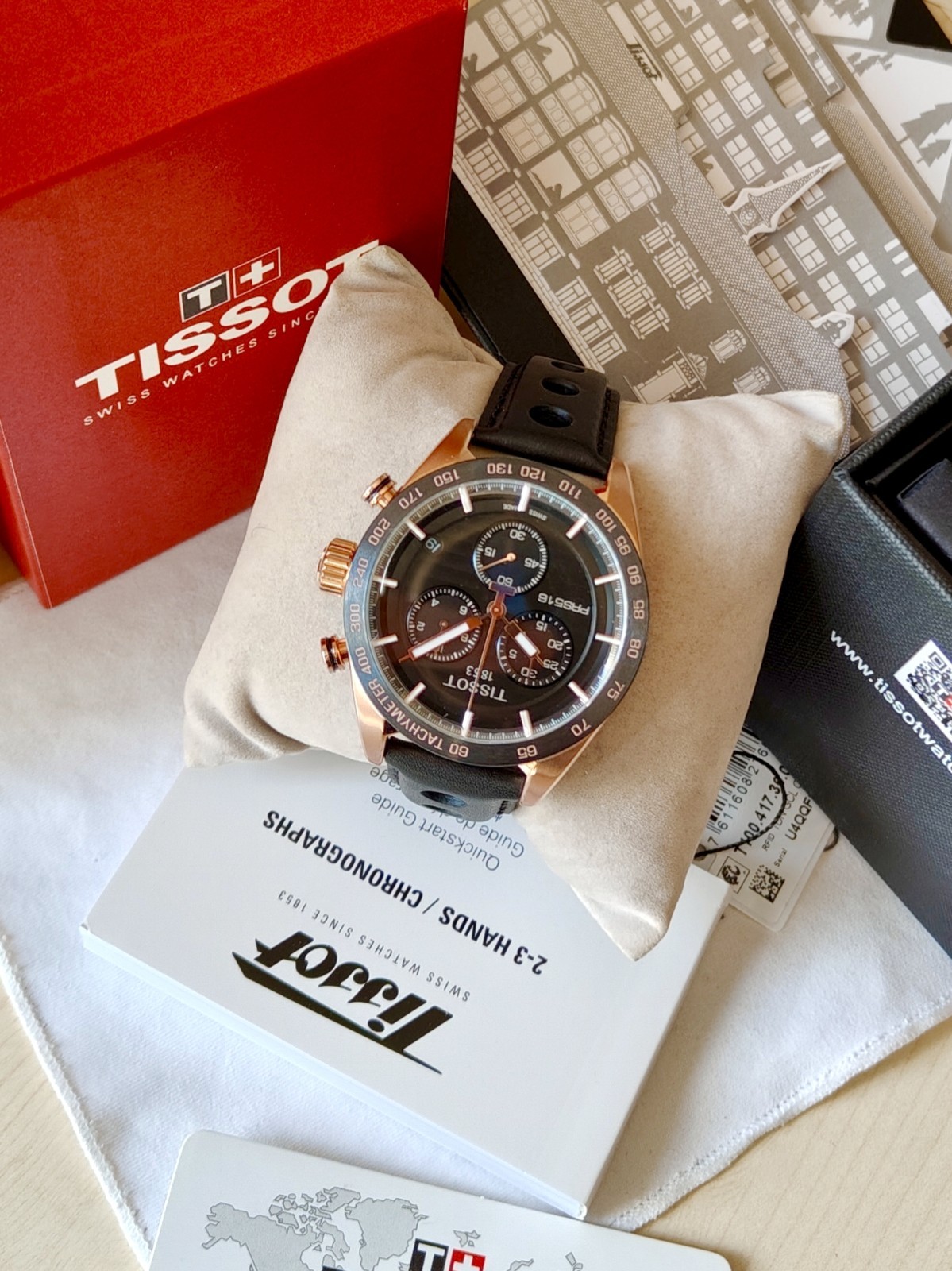 Tissot PRS516 Motorsport Racing Steel Chronograph Men’s Watch Black & Gold Dial