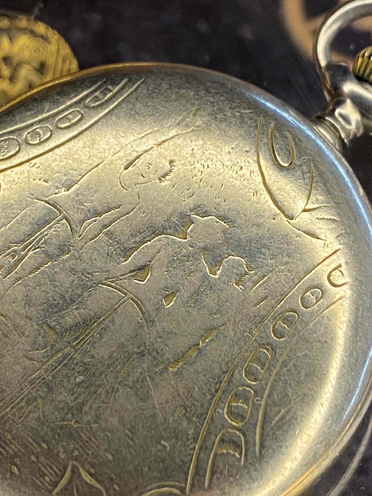Antique Pocket Watch Mechanical Swiss Silver Depose Art Hercules Bicycles Rare