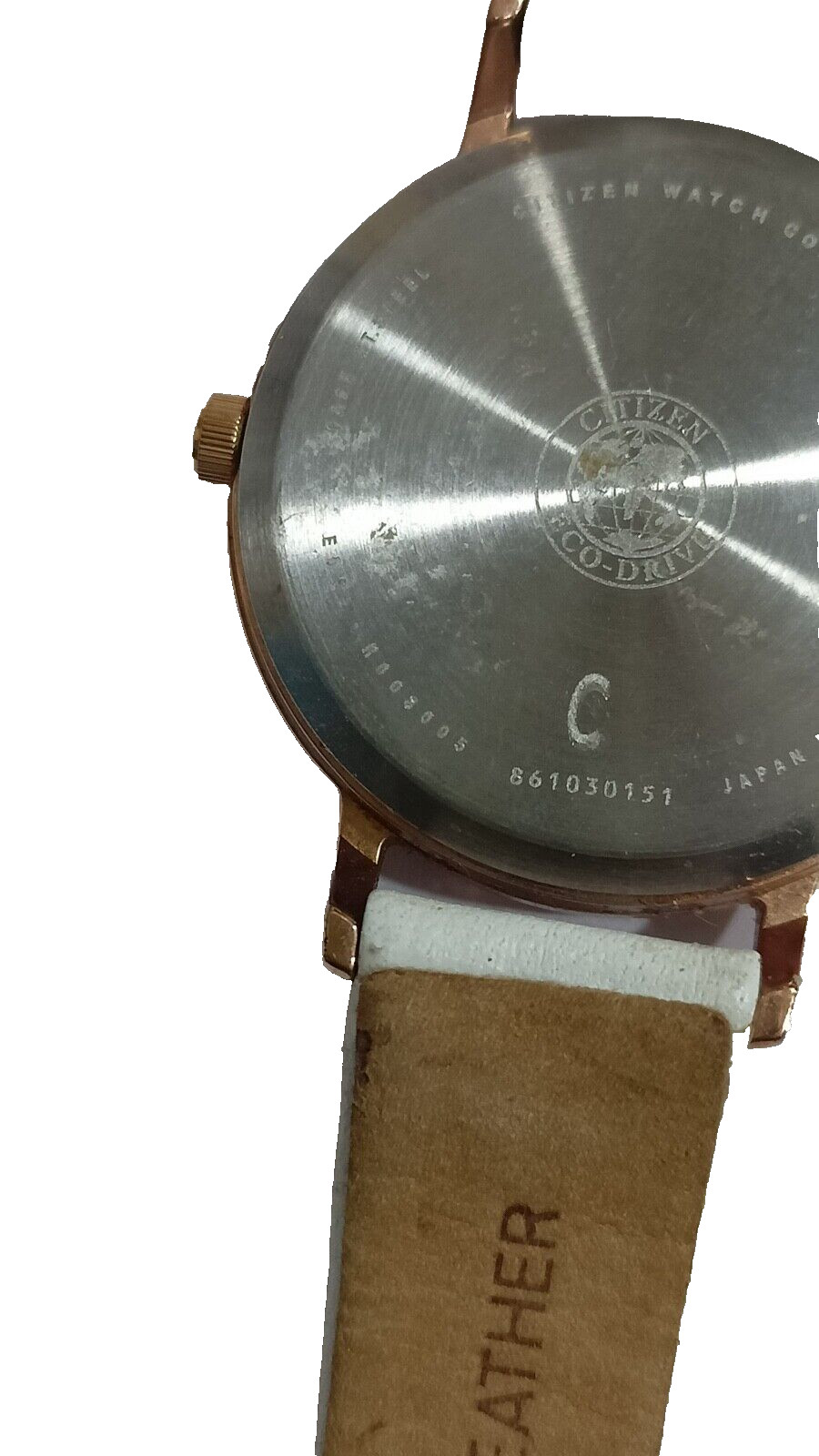 E031-R008005 CITIZEN ECO-DRIVE WHITE LEATHER BAND AND DIAL LADIES WATCH C2-153
