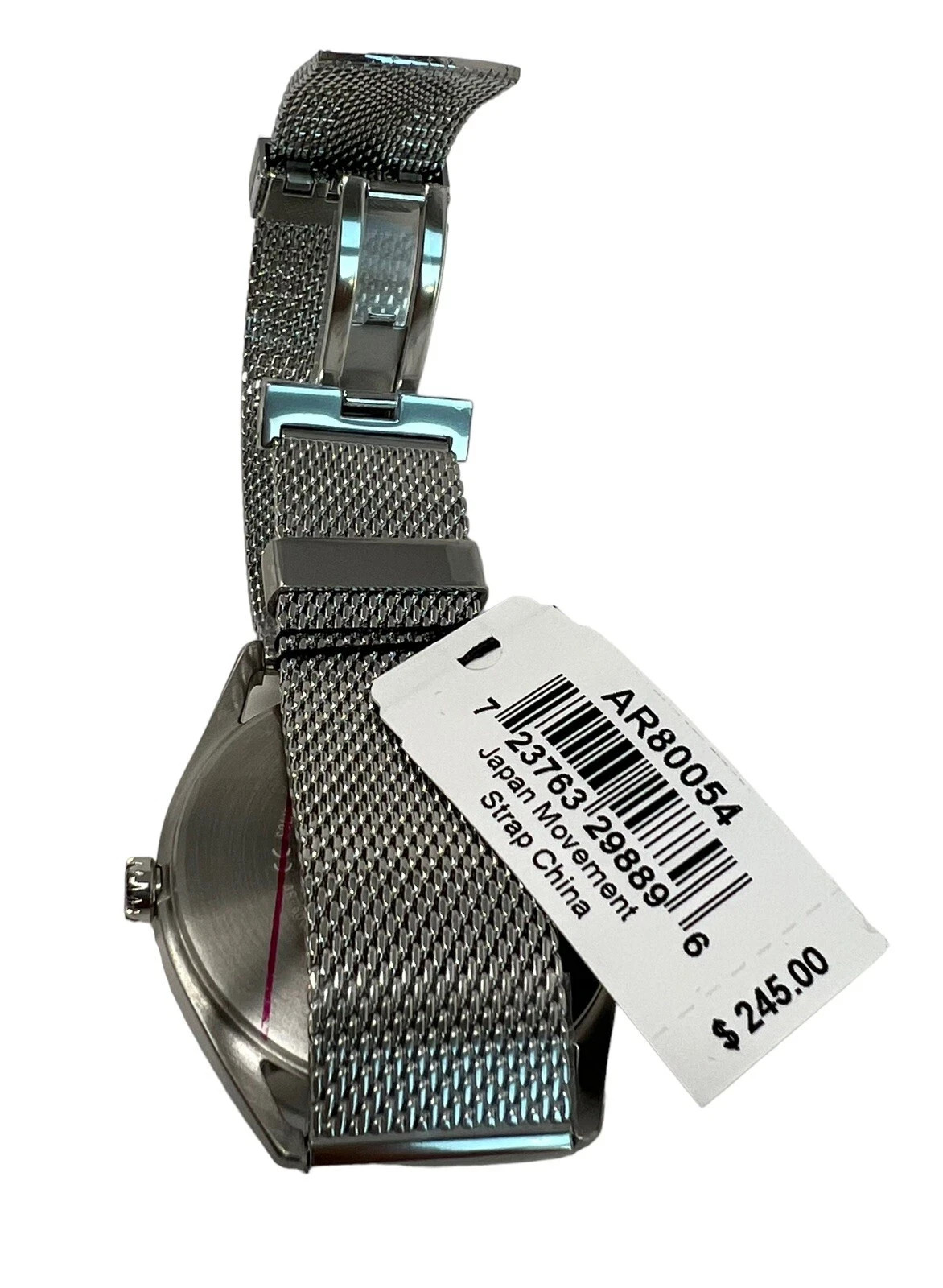 Emporio Armani Men’s Date Silver Mesh & Blue Leather Strap Watch Set NIB AR80054