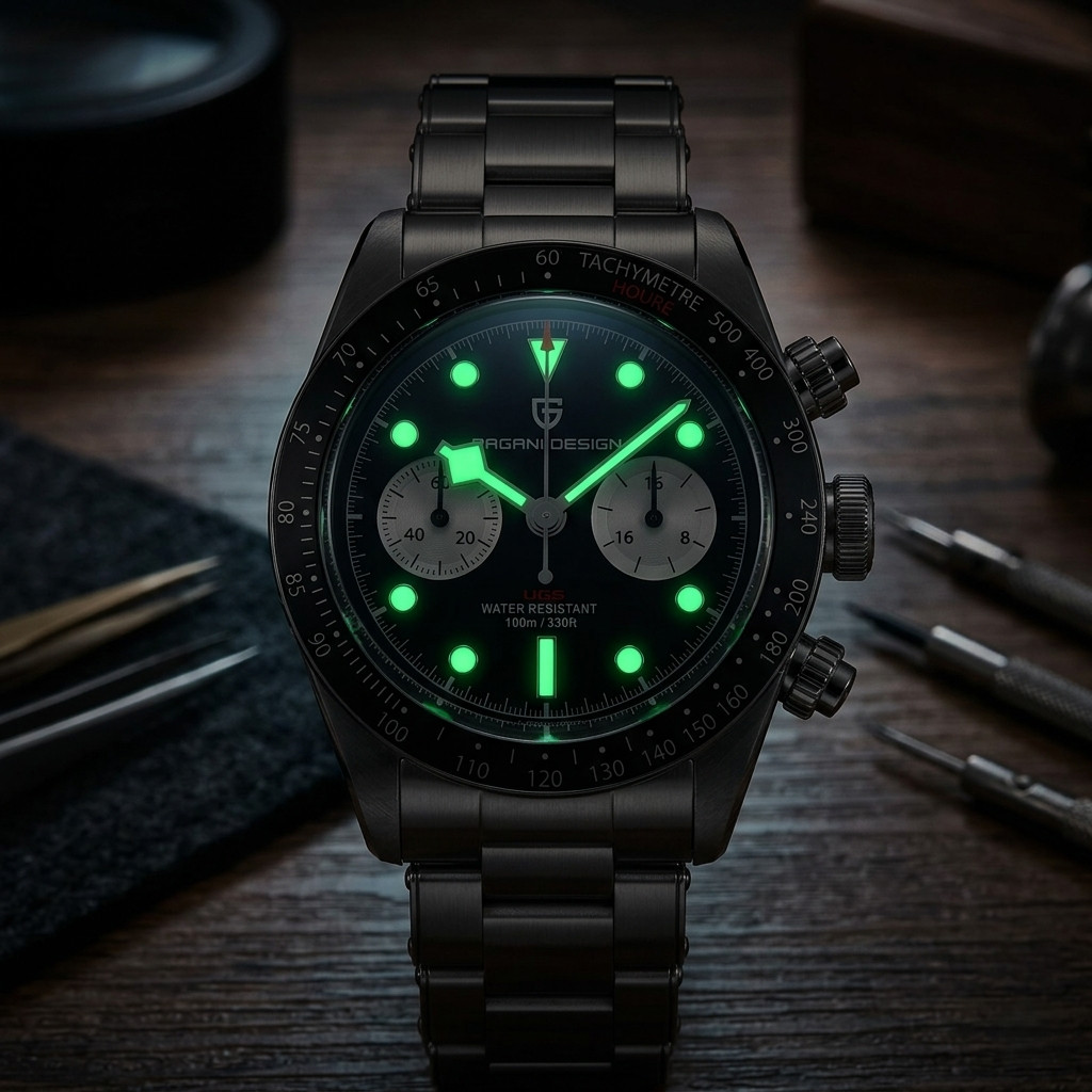 Pagani Design PD-1718 Mens Quartz Chronograph 39.5mm Reverse Panda Dial – UK