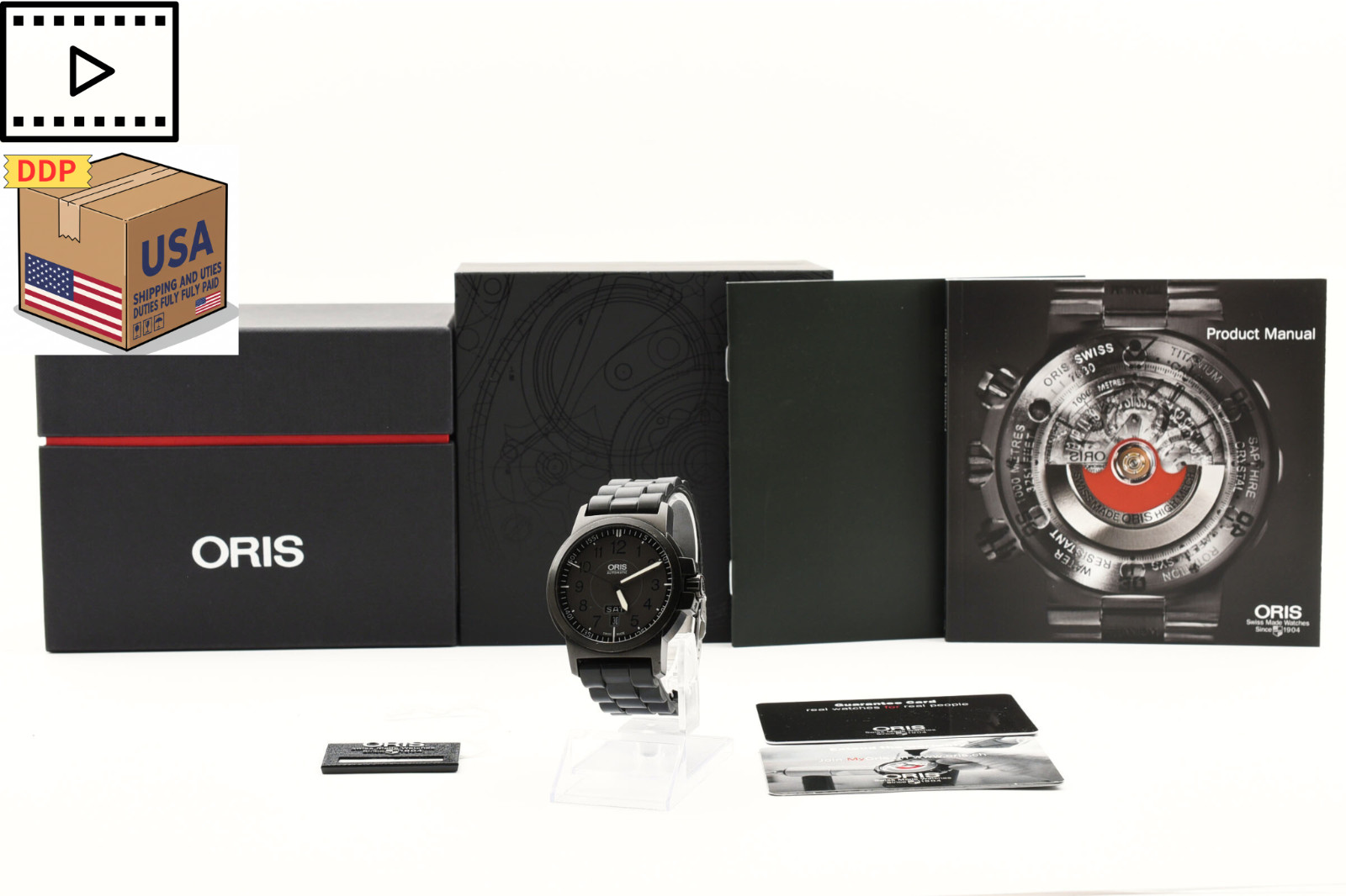 [Exc+5 w/Box] ORIS Advanced 7641-47 Day Date 40mm Black Automatic Men’s JAPAN