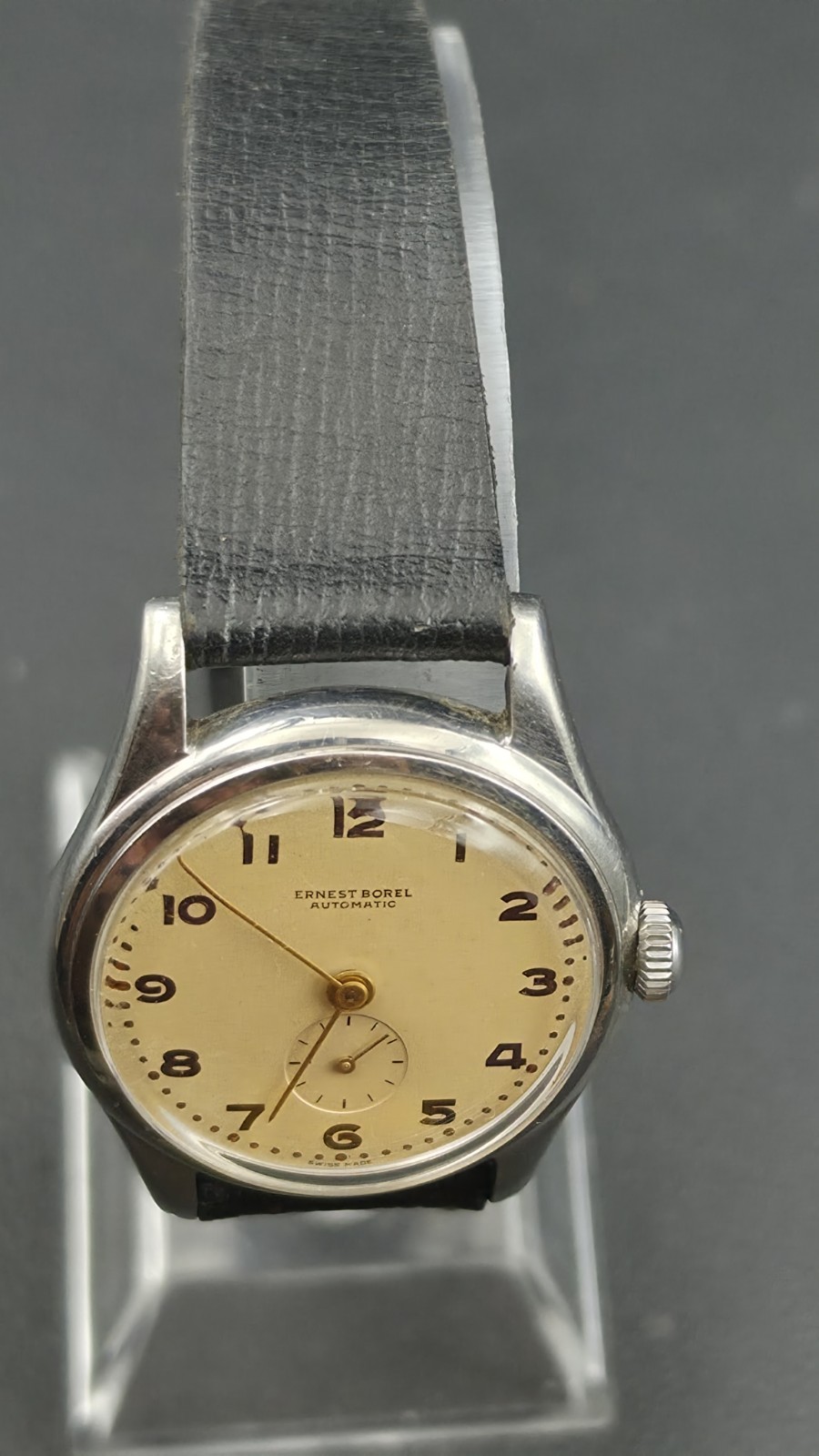 Vintage 1950s Ernest Borel Bumper Automatic Breguet Numeral Steel Field Watch…