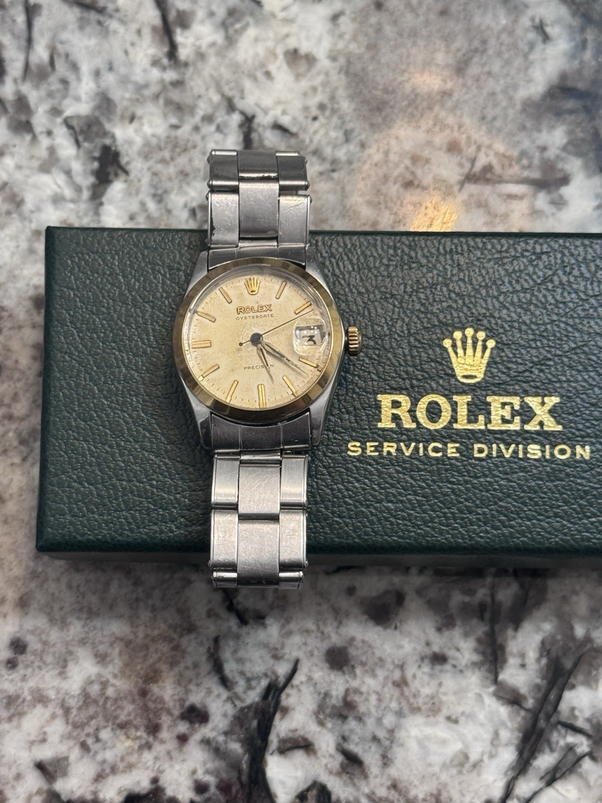 Rolex 6466 Oyster Date Precision Two Tone Roulette Date Wheel 6635 Stretch Rivet