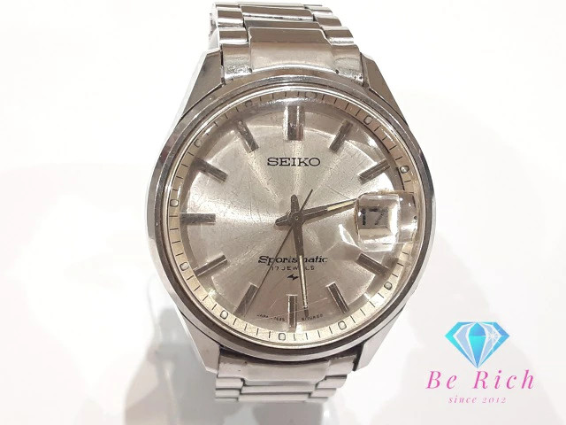 SEIKO Sportsmatic 17 Jewels Automatic Men’s Wristwatch Date 7625 8263 Silver SS