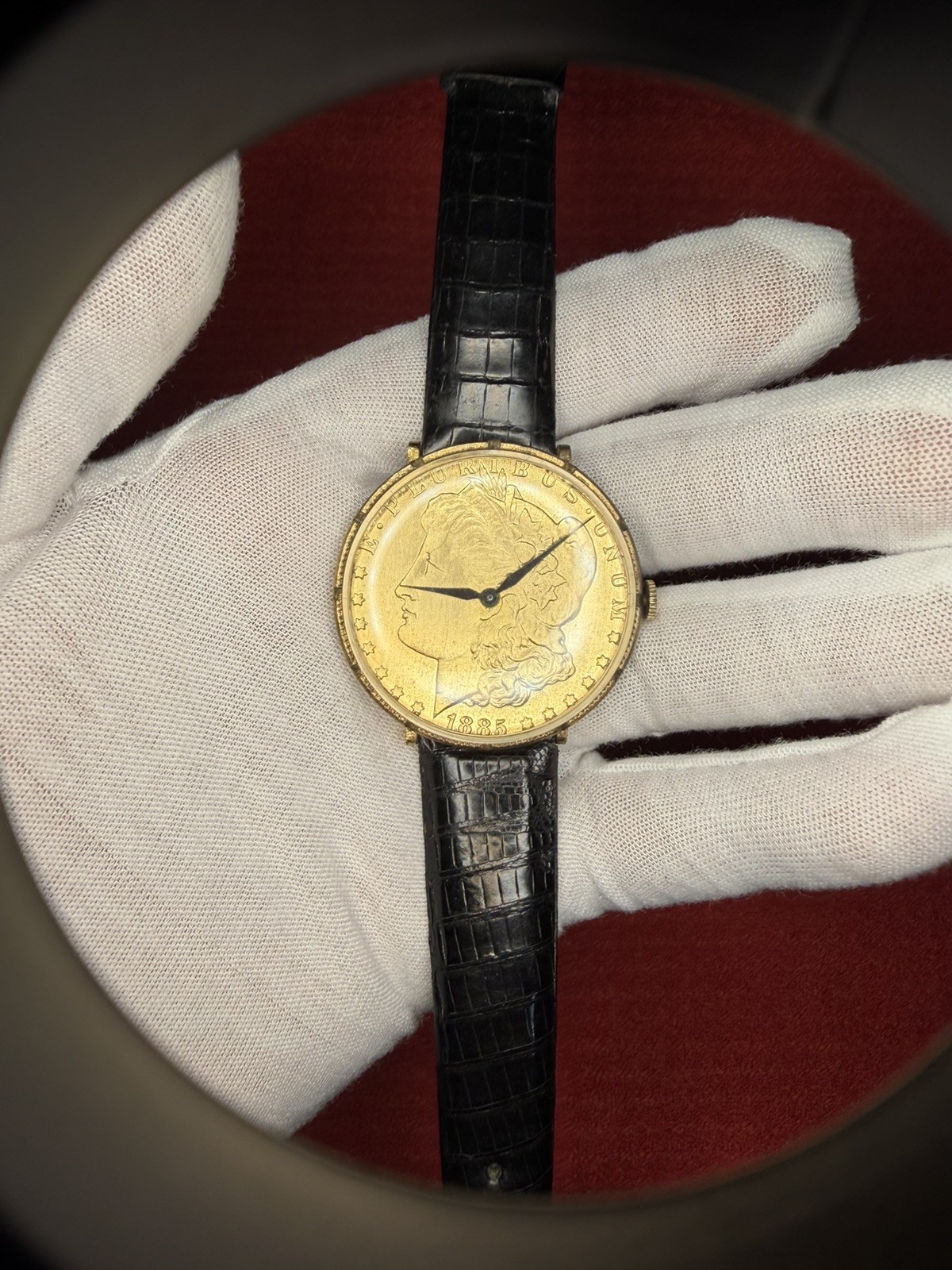 ULTRA RARE 1885 Morgan Silver Dollar Gold Le Jour Watch – MUSEUM GRADE Full Set