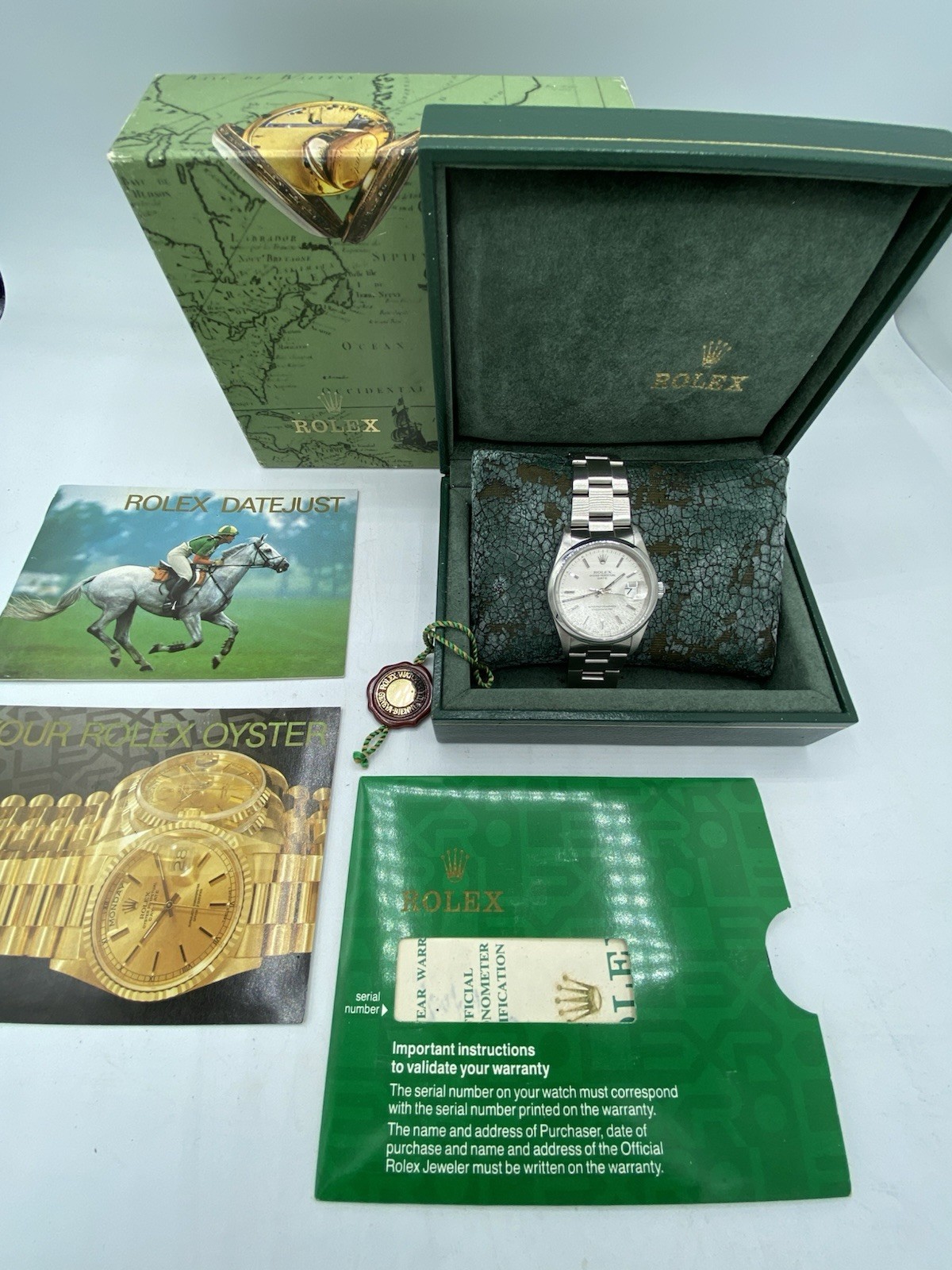 1991 Rolex 15200 Oyster Perpetual Datejust 34mm Stainless Steel Box Papers