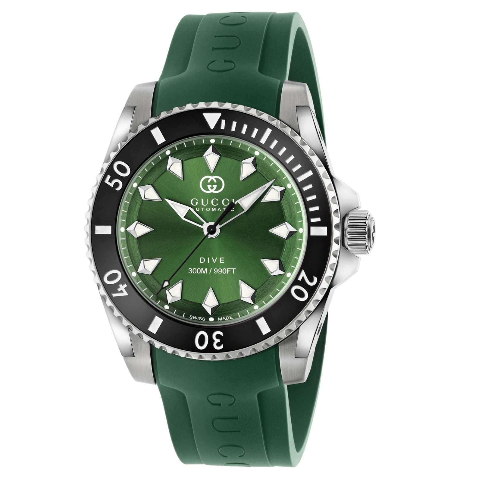 Gucci Dive SWISS Automatic Green Dial Rubber Strap Men’s Watch 40mm YA136360