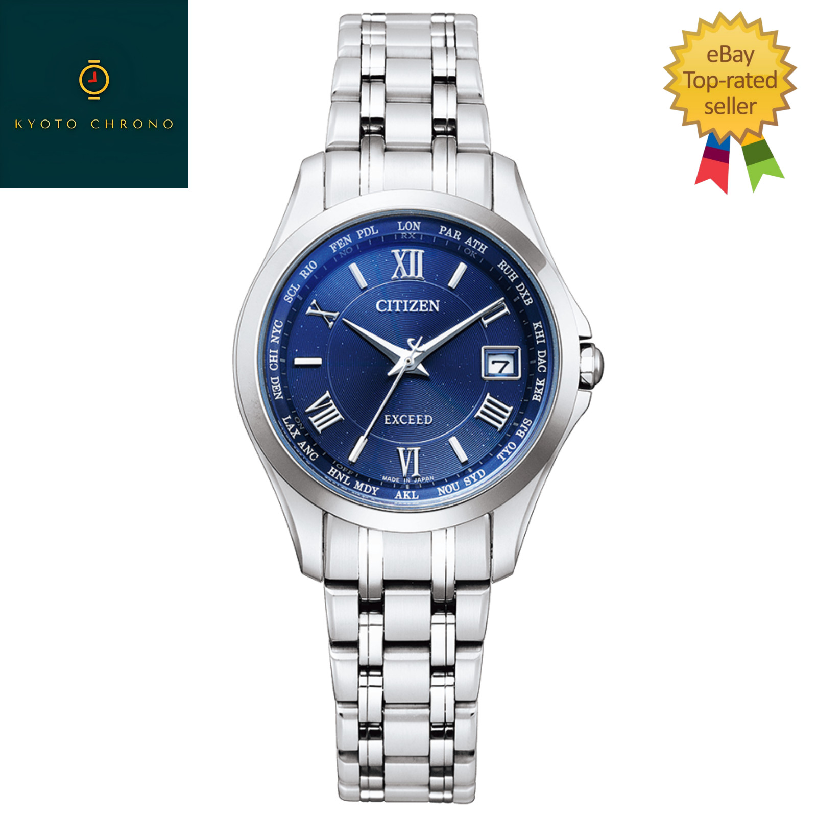 Citizen EXCEED EC1120-59L Silver Blue Eco-Drive Titanium Women Japan Watch NEW