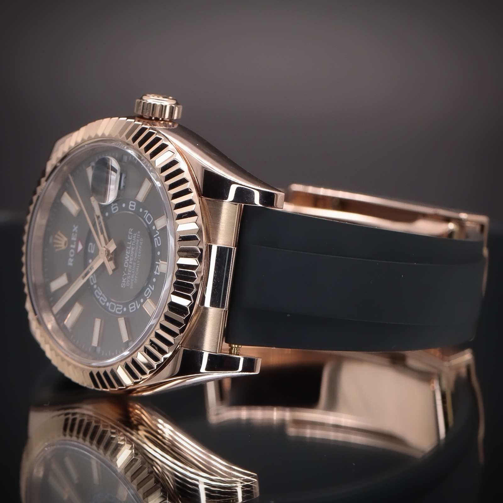 ROLEX Sky-Dweller “Slate” 18k Everose Gold & Oysterflex | 326235 | Full Set