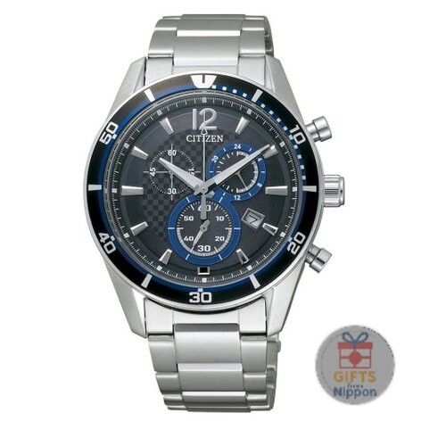 Citizen Eco-Drive VO10-6741F Men’s Chronograph Watch Black Blue Dial New