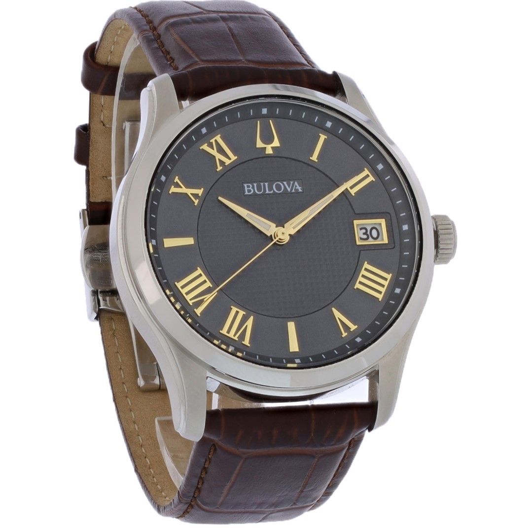 Bulova Wilton Men’s Stainless Steel Grey Dial Quartz Watch 96B389