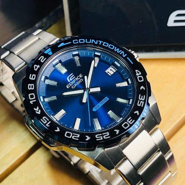 Casio Edifice EFV-120DB-2AVCR Mens Watch Stainless Steel Blue Dial Casual New
