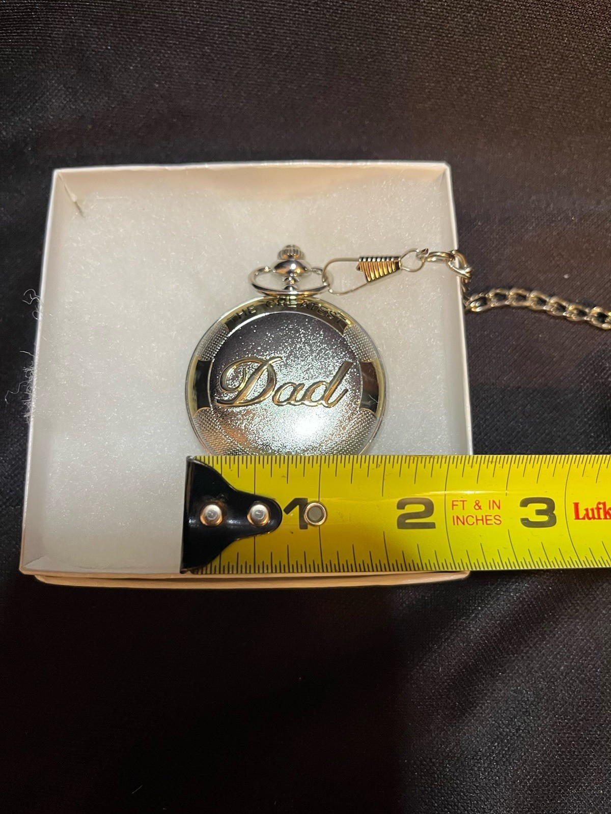 Elegant Silvertone Pocket Watch -Front Emblem says “DAD” GREAT FATHER’S DAY GIFT