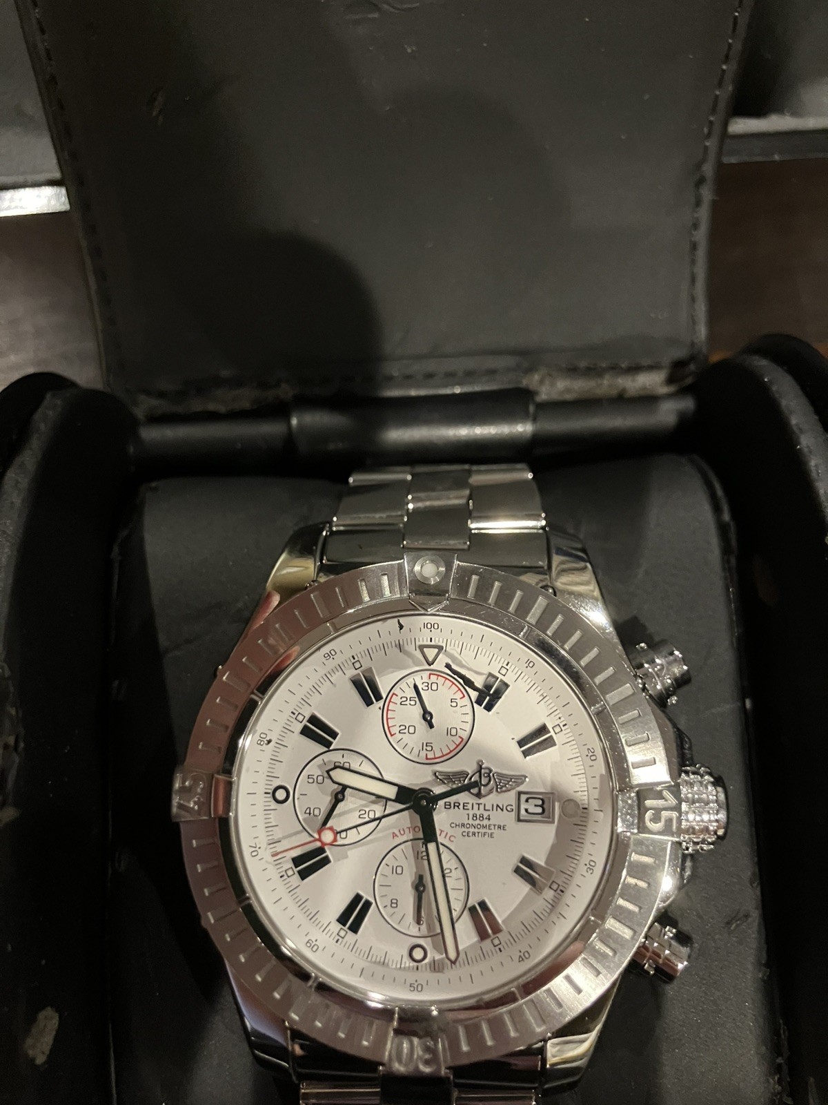 Breitling Super Avenger II A133711 S/S White Dial Certificate of Authenticity