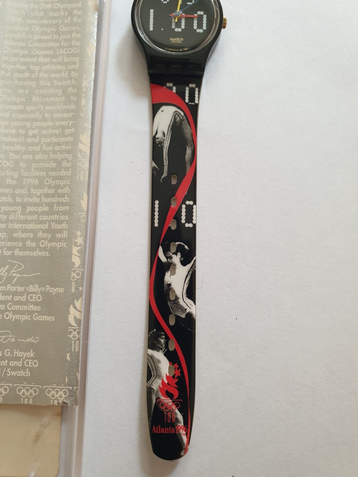 Vintage Swatch Watch “Nadja Comaneci” LZ105 Atlanta Olympics 1996 NOS