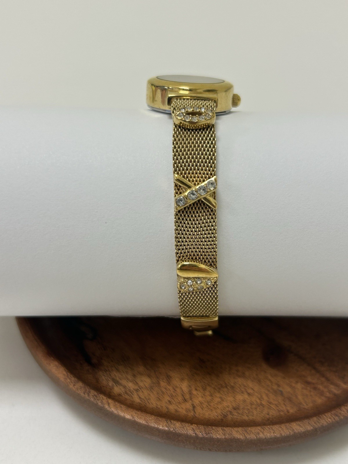 Anne Klein Women’s Gold Tone Mesh Bracelet Quartz Watch 100ft WR
