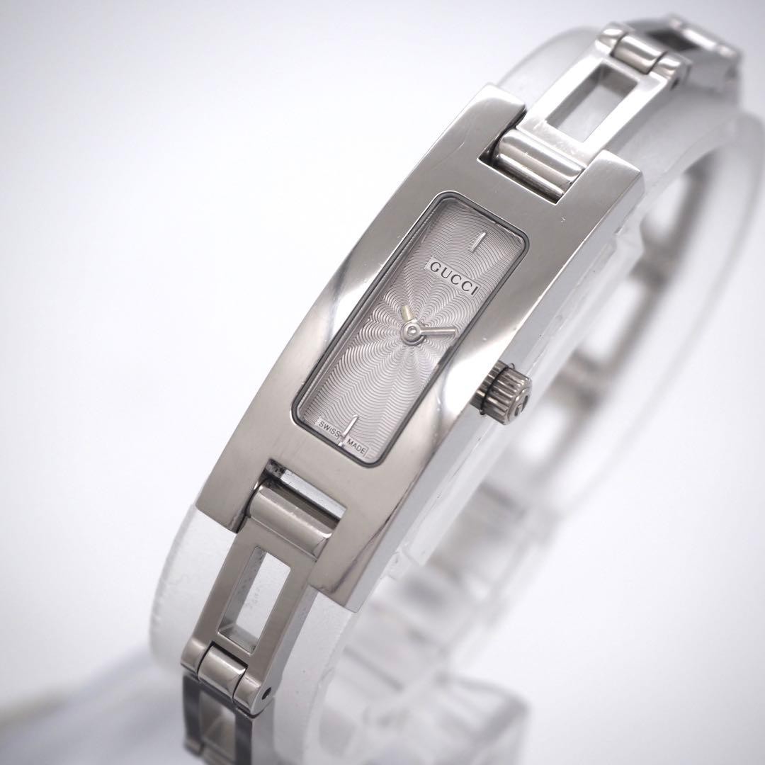 Gucci 3900L Silver Bracelet Watch Ladies Quartz Japan Working Condition 0714647