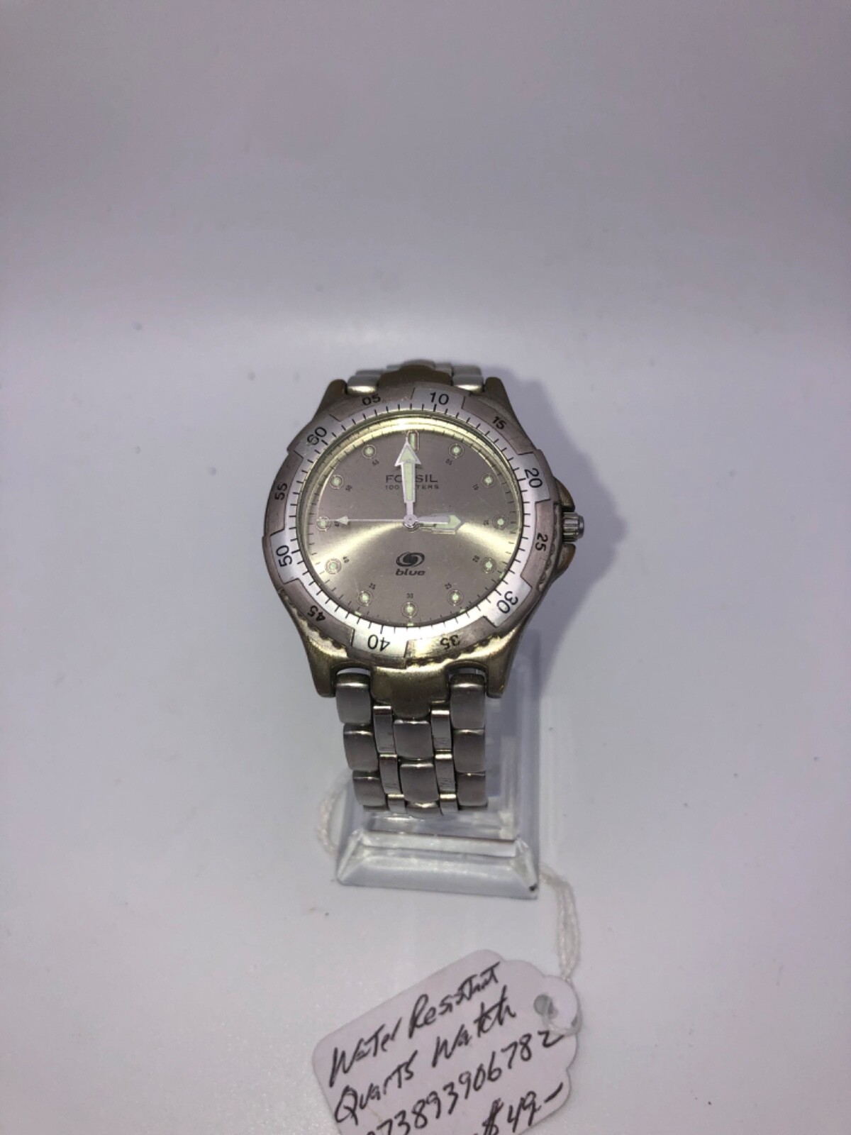 Fossil Blue Mens Stainless Steel 100m 330 Feet Water Resistant Quarts Watch