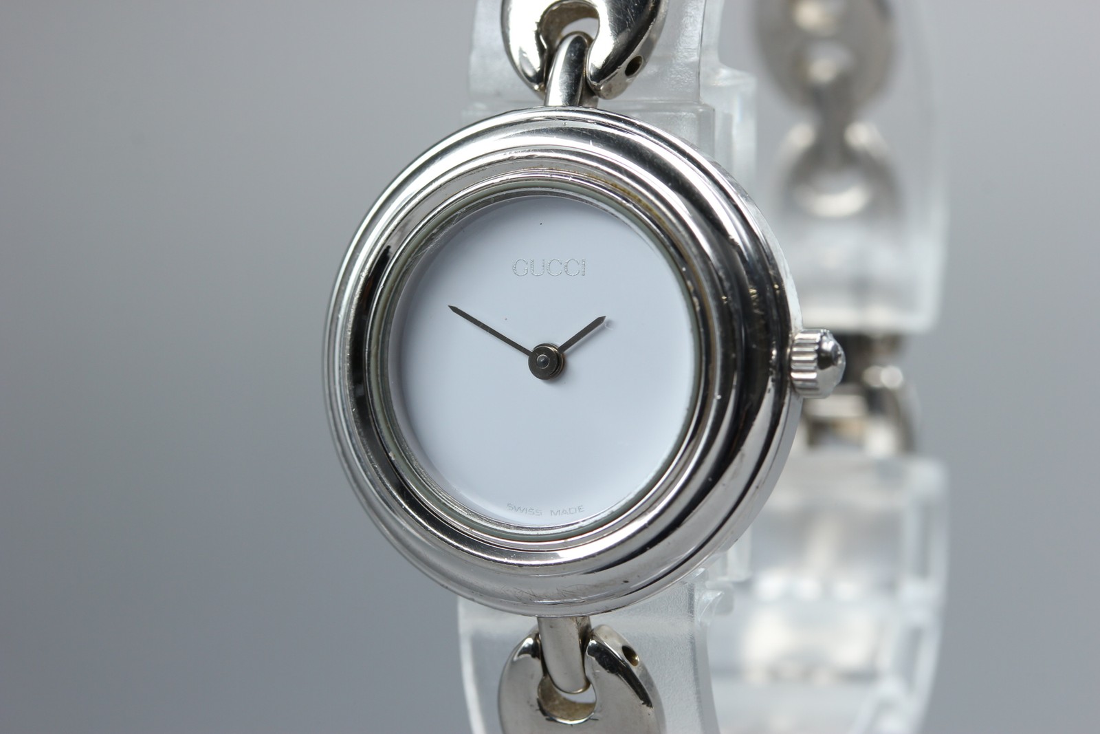 [Exc+5] Gucci 11/12.2 Change Bezel 26mm Silver White Dial Women Watch From JAPAN