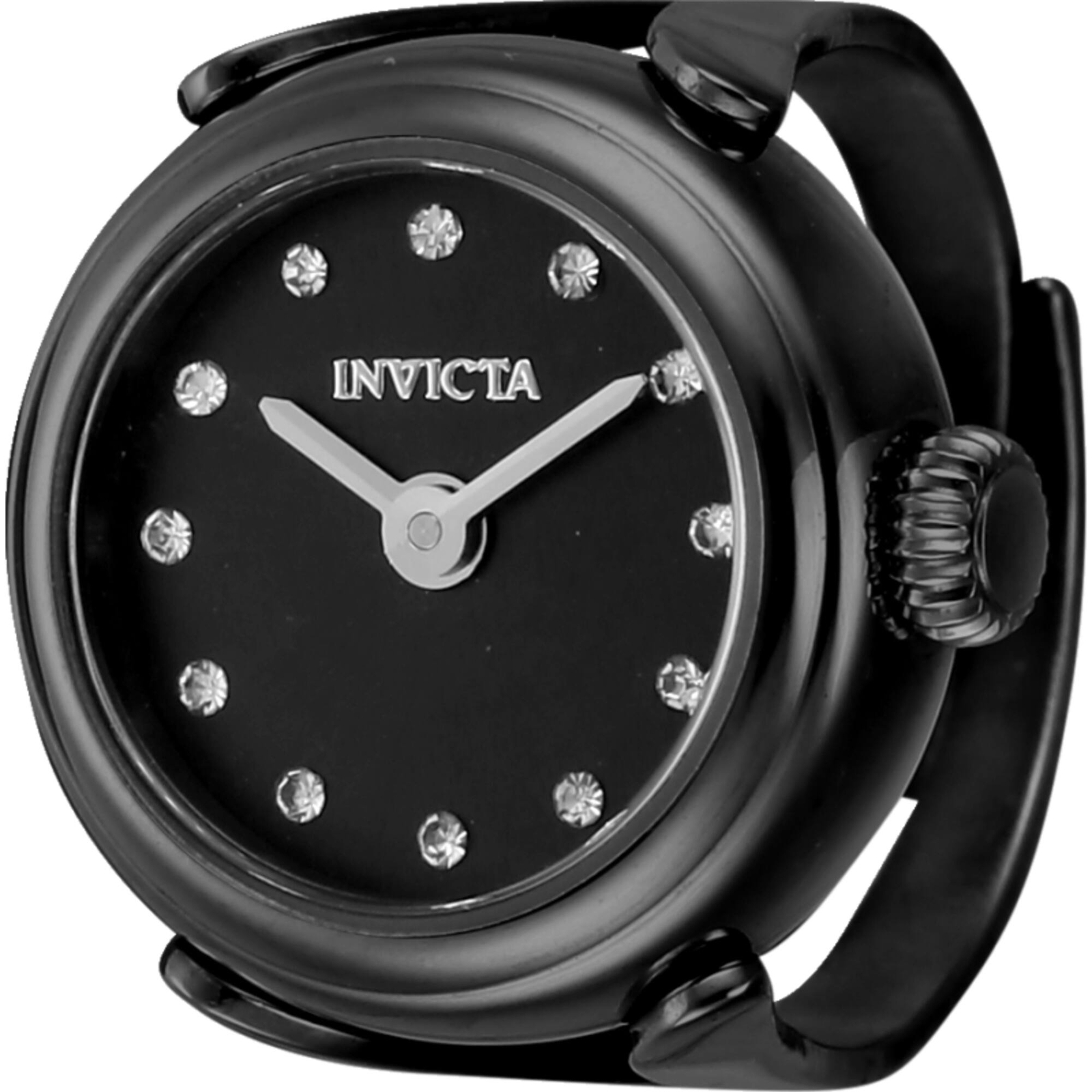 Invicta Women’s Watch Ring Mini Angel Stainless Steel Case Black Dial 44484