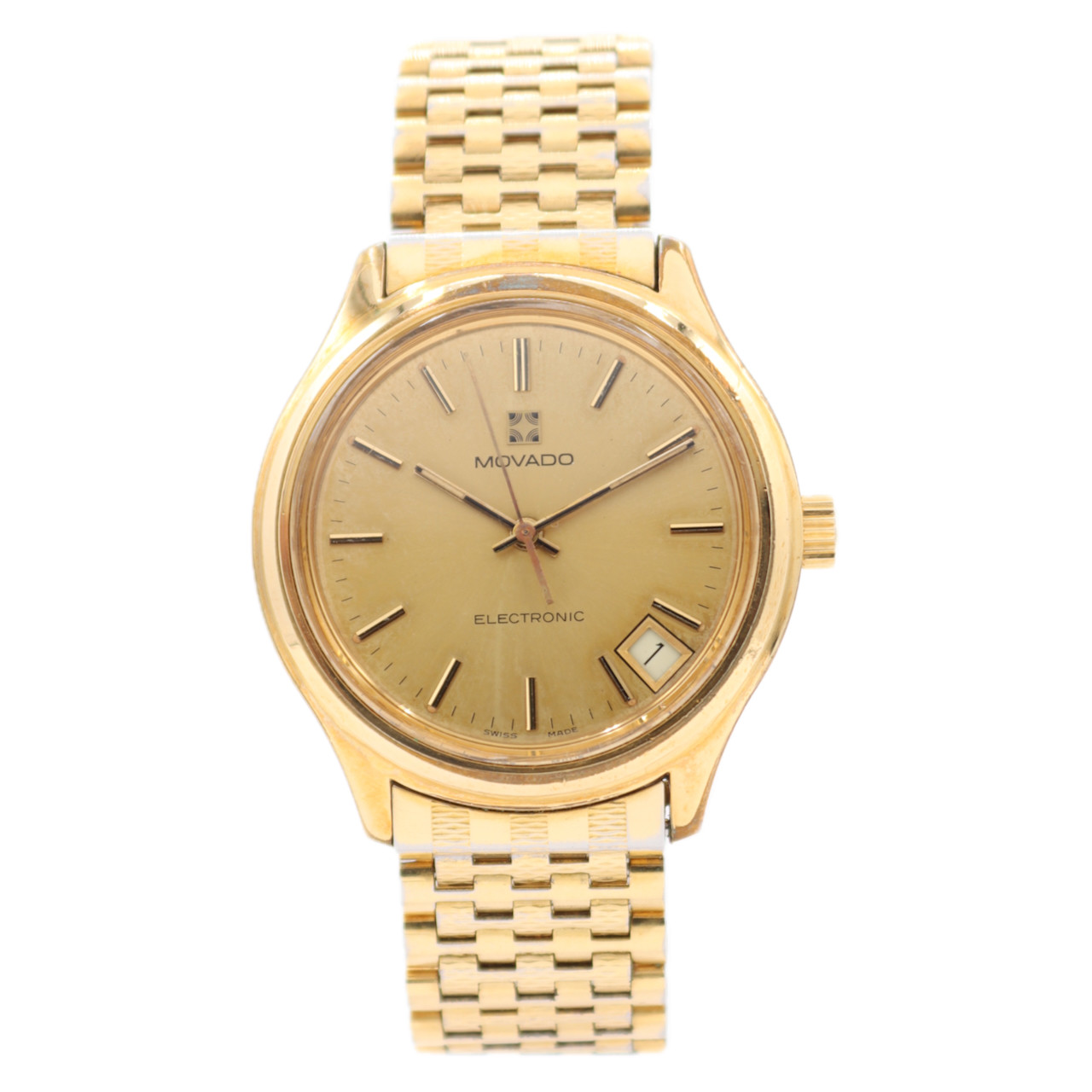 Vintage 1975 Movado 270-140-500 Champagne Dial Men’s Electronic Zenith 500 Swiss