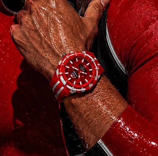 SUBAQUA RED Sport Diver 100M Mens Diving Watch Flame Fusion Quartz 44mm 🇺🇸