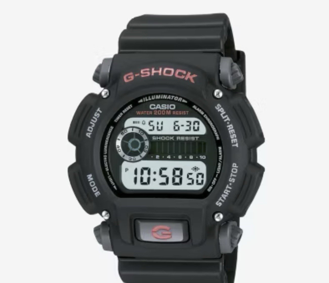Casio G-Shock DW9052-1V 200M WR 24HR Stopwatch Black Resin Band Watch