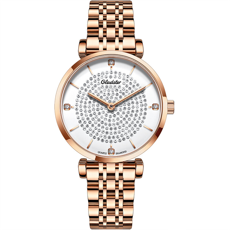 Gladster Women’s Rose Gold&Silver Crystal Watch Waterproof Ladies Quartz Watches