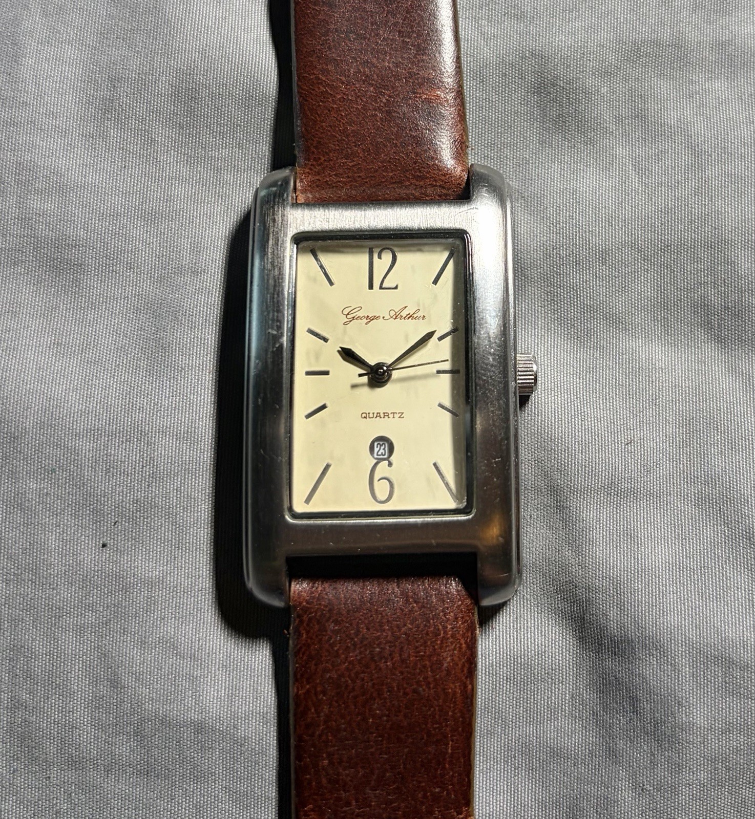 Vintage Y2K Era George Arthur Quartz Watch Leather Band