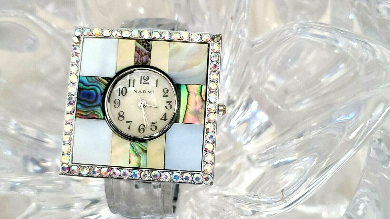 Narmi Crystal Mop and Stone Quartz Analog Bangle Bracelet Ladies Watch (D77)