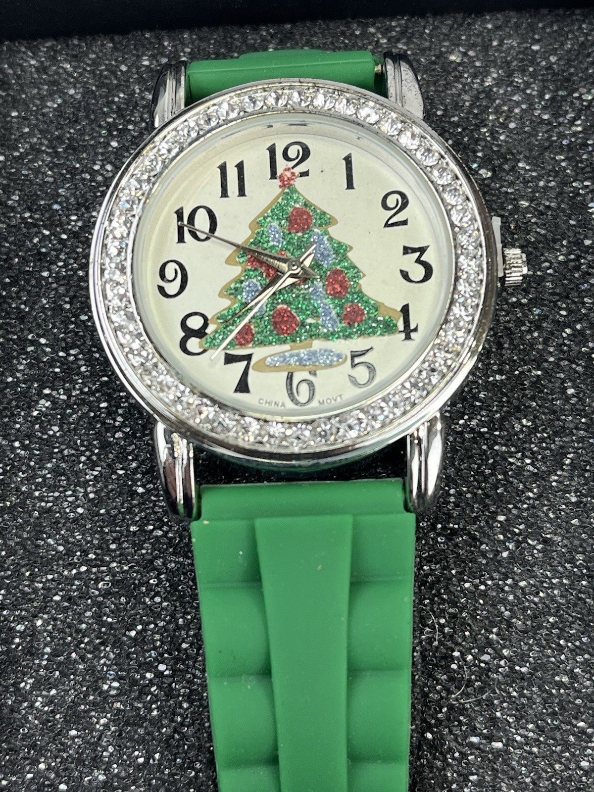 Christmas Tree Watch Green Stretch Band Holiday G