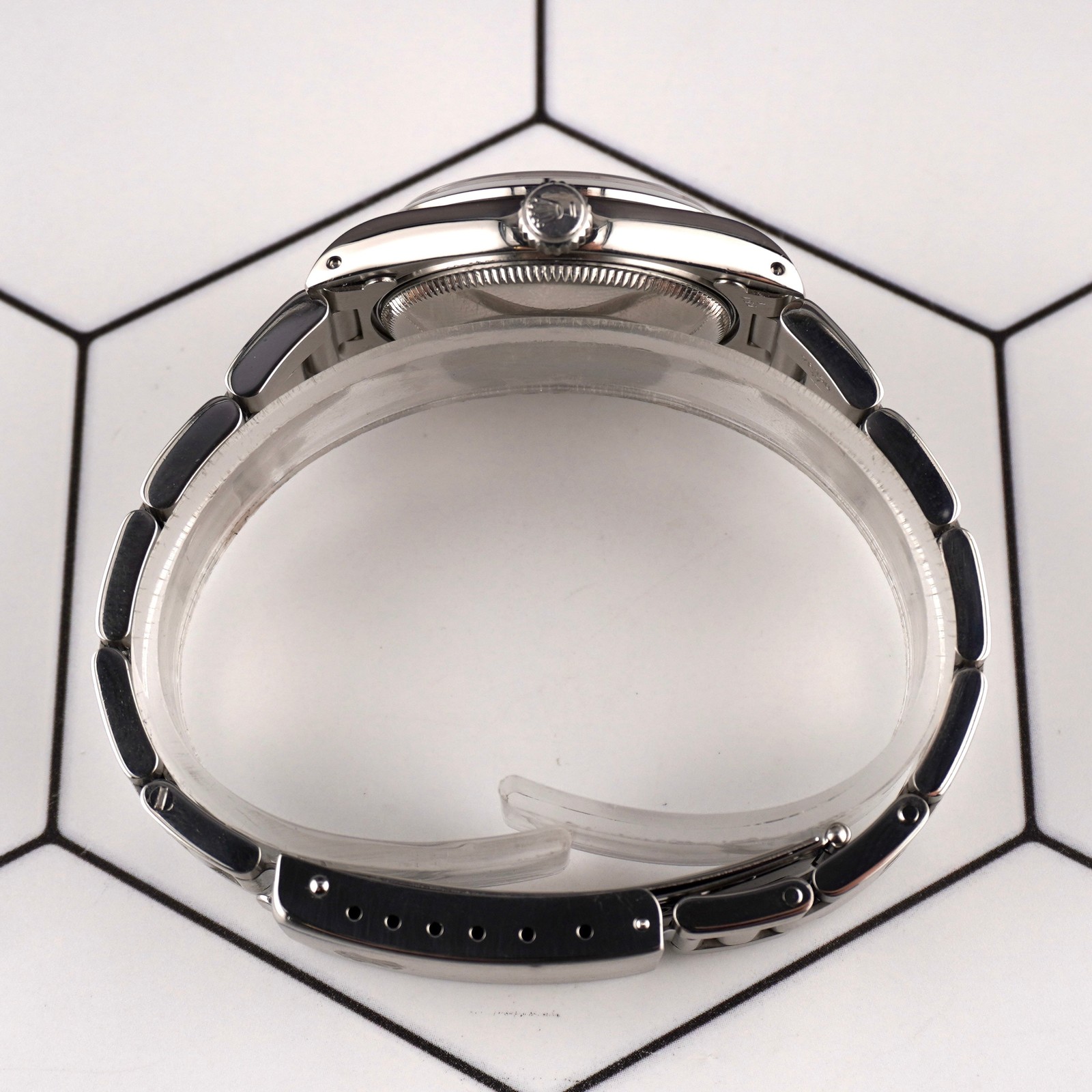 Rolex Oyster Perpetual 31mm Stainless Steel Pink Palm Motif Dial Watch 67480