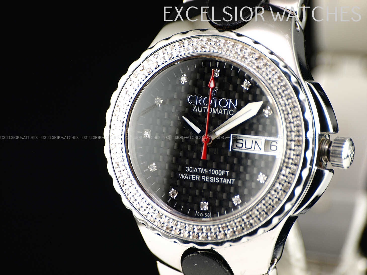 Croton 128th Anniversary Womens 38mm Swiss ETA Automatic Diamond Sapphire Diver