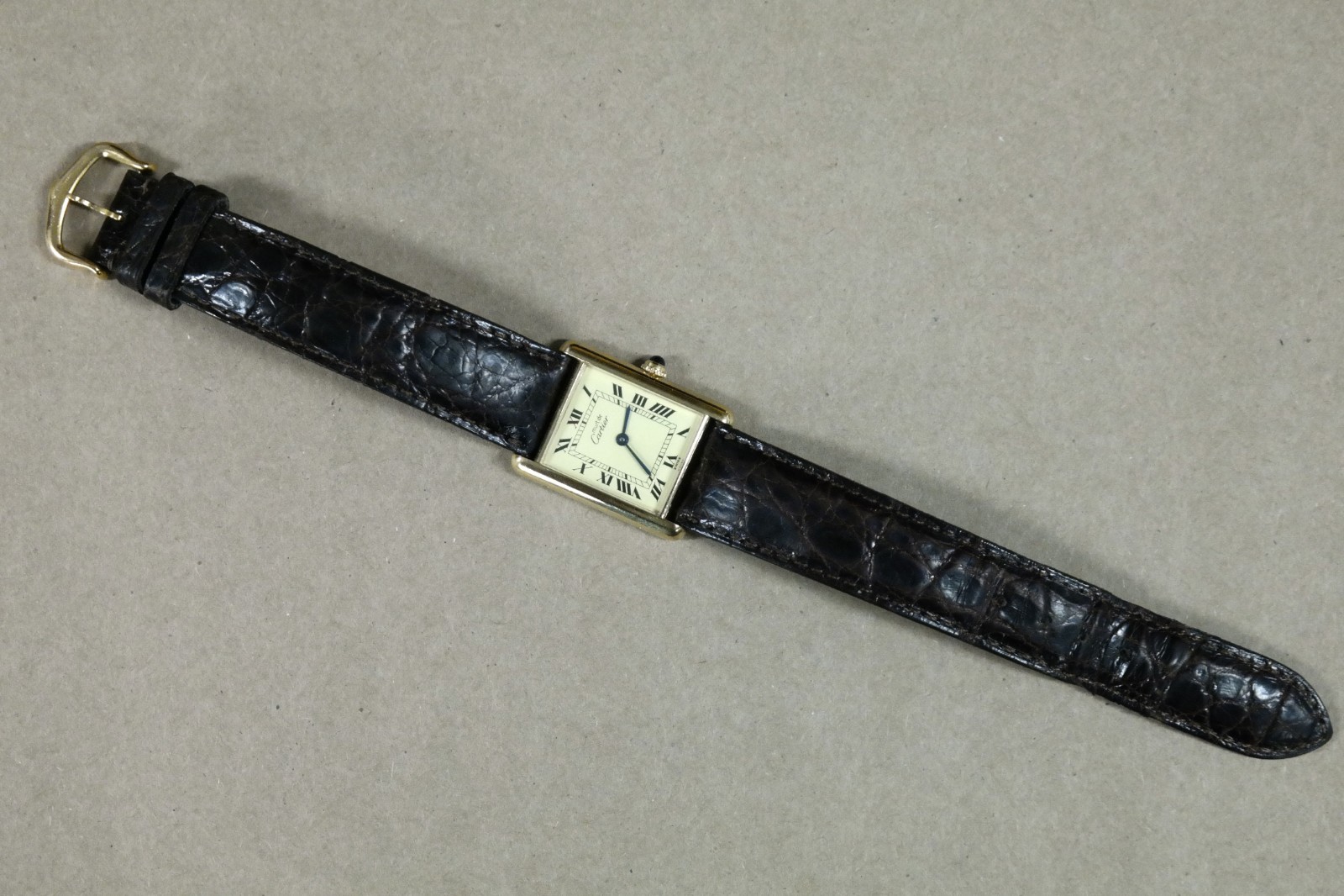 Must de Cartier Tank, Large Quartz Vermeil Model, Cartier “C” Buckle, Ref 1615