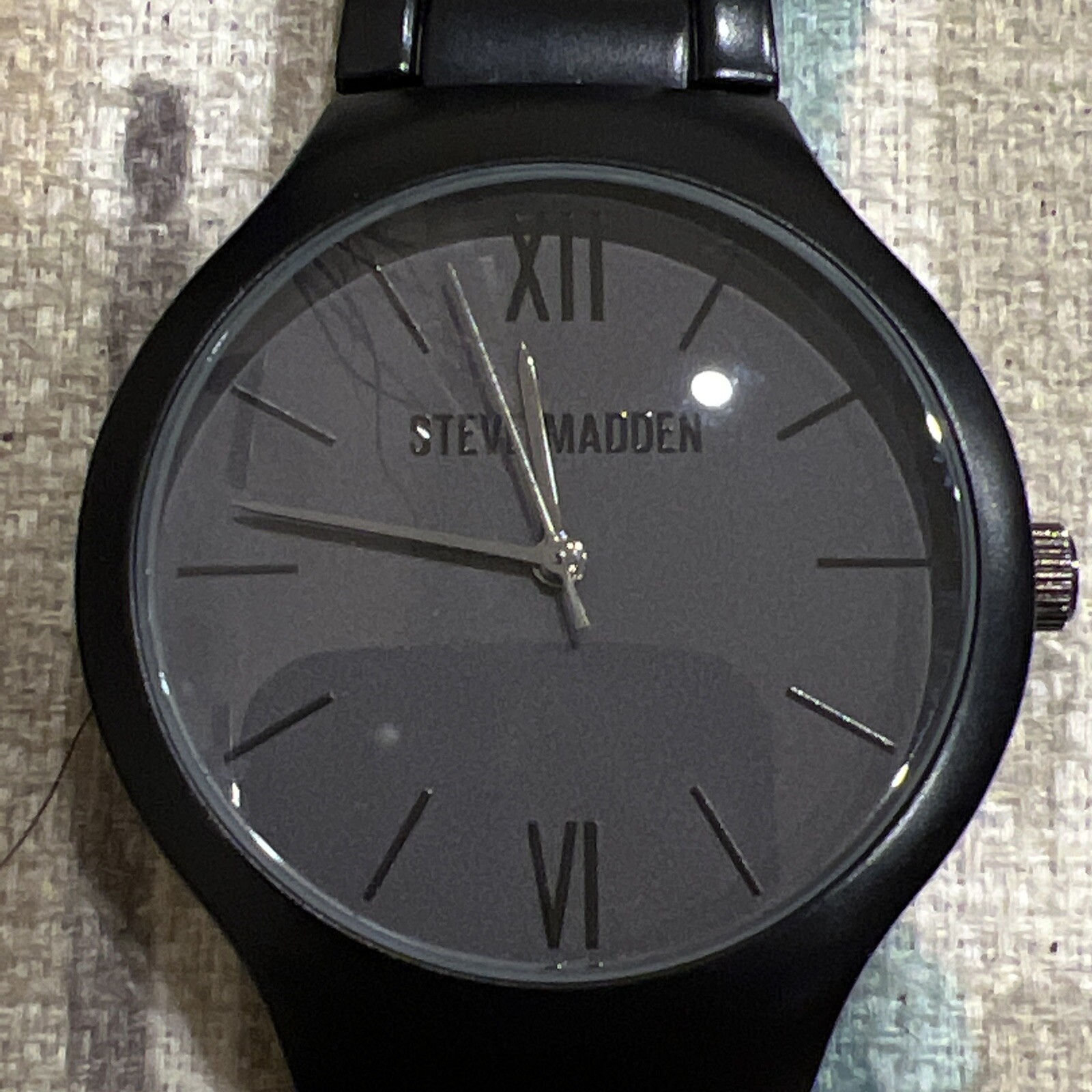 Steve Madden SMW551 Men Analog Black-Tone Stainless Steel BLACK Dial Watch