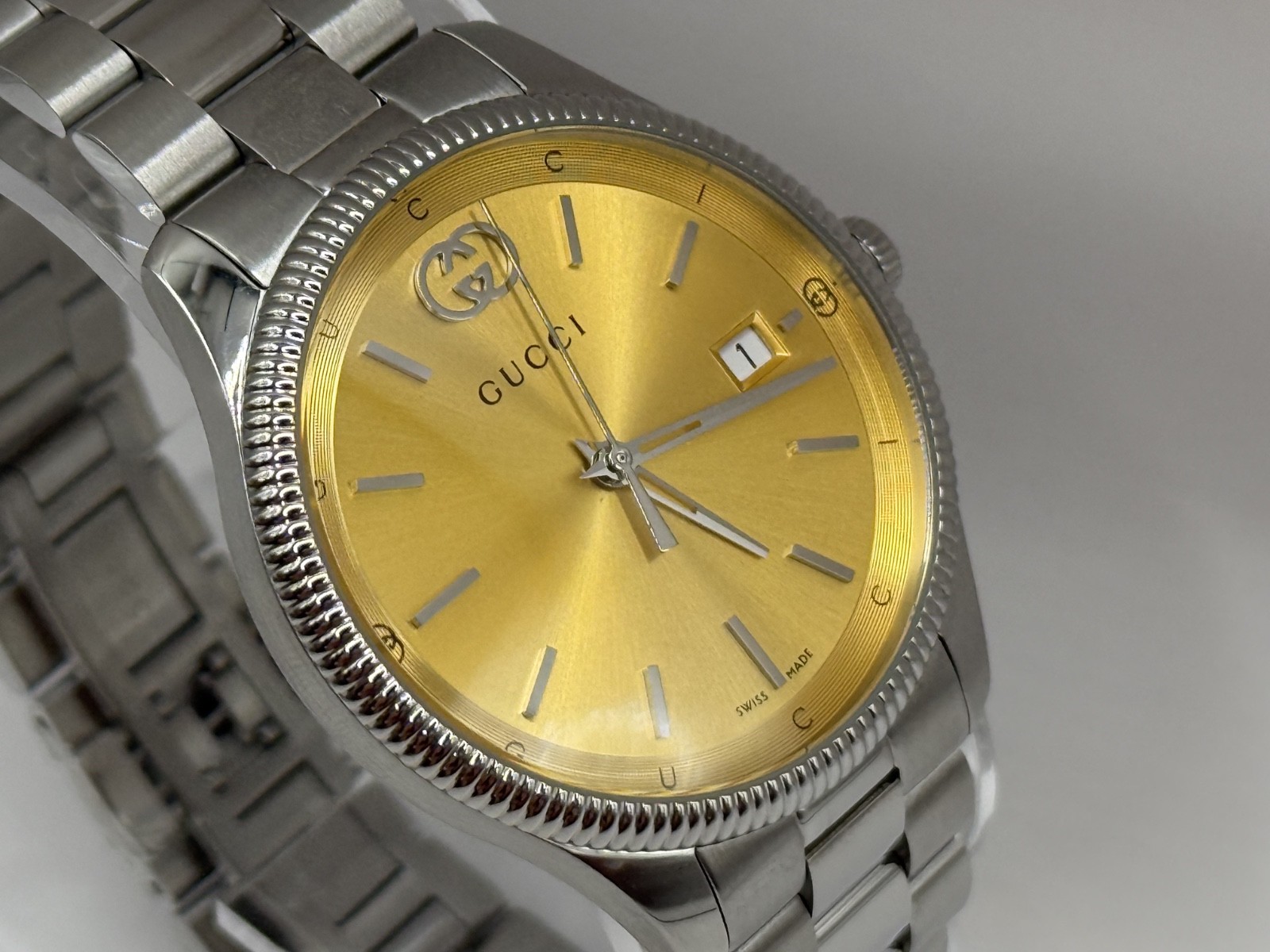 Gucci G-Timeless Quartz 38mm Gold Plated Dial Men’s Watch YA1264234