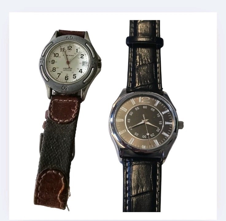 Sergio Valente + Silver Tone Quartz Watch LOT (2 Watches) For Parts Or Repair