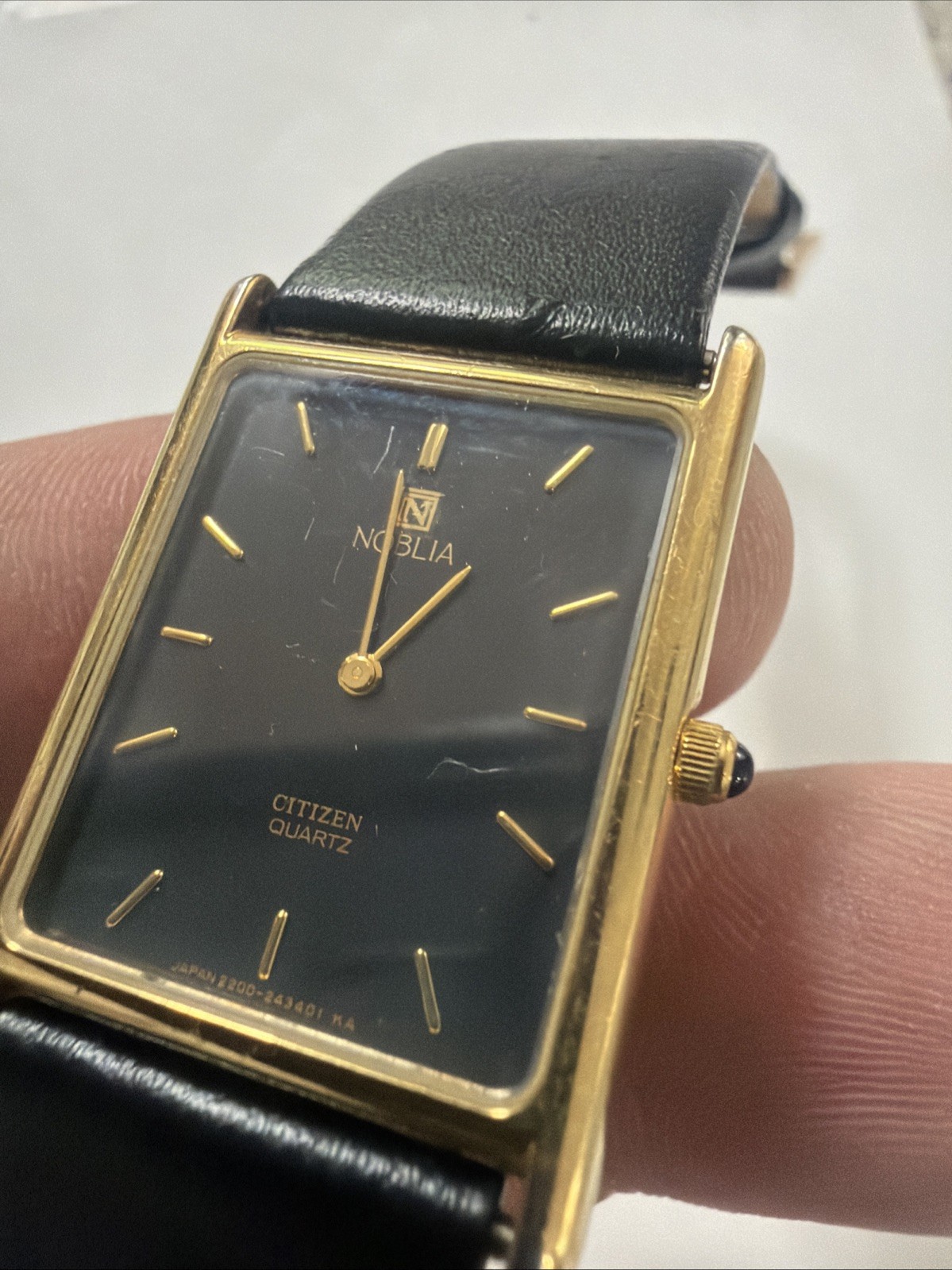 Citizen Noblia Watch Women 18mm Black Dial Gold Tone Rectangle 2200-Y53831 SL—(T