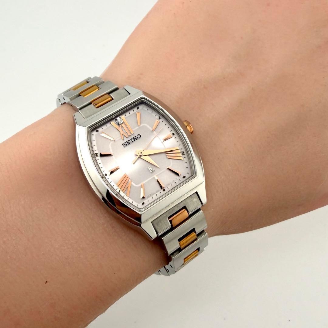 Seiko Rukia 3B51 Solar Radio Diamond Tonneau Watch Used