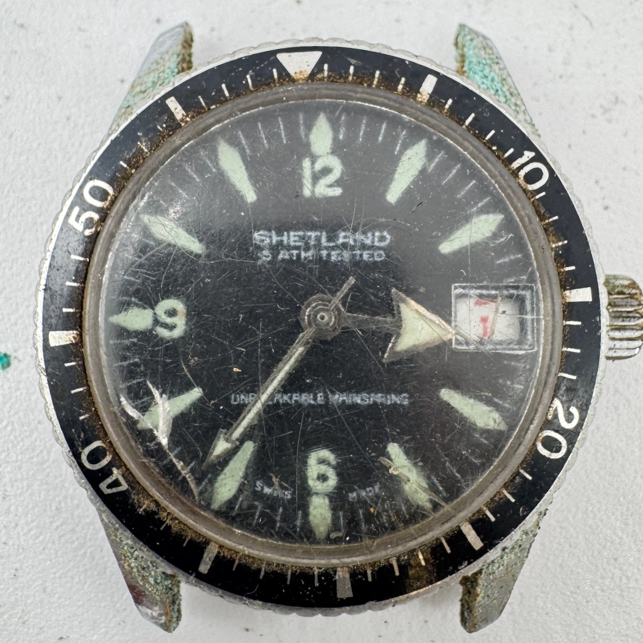 Vintage Lucerne Calendar Diver Style Men’s Mechanical Wristwatch Swiss Chrome
