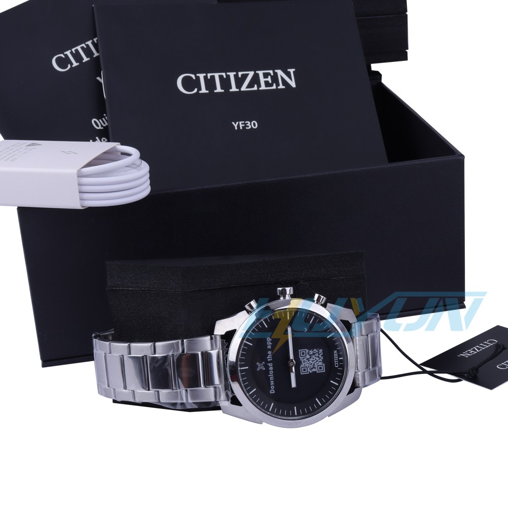 CITIZEN CZ SMART HYBRID JX2010-55E BLACK DIAL SILVER BRACELET MENS WRISTWATCH