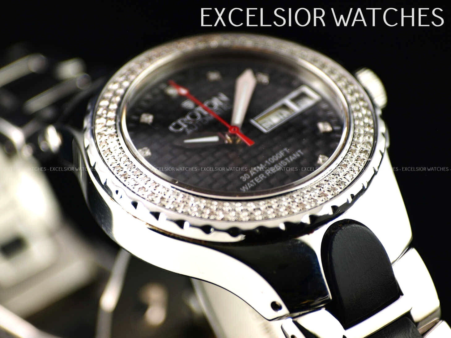 Croton 128th Anniversary Womens 38mm Swiss ETA Automatic Diamond Sapphire Diver
