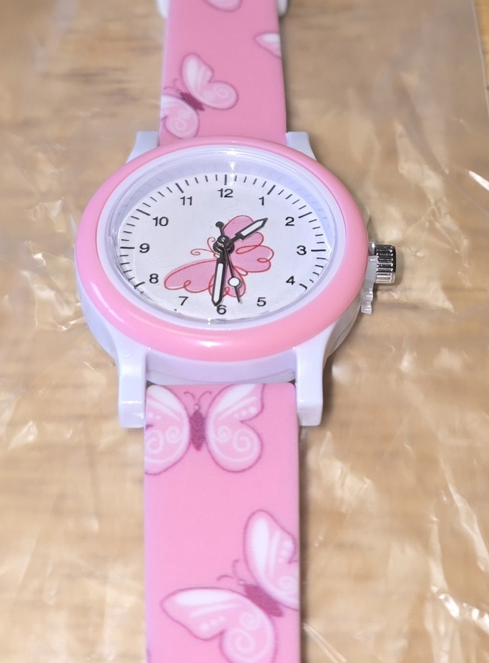 Girls Pink Butterfly Analog Wristwatch Gifts Teens Womens