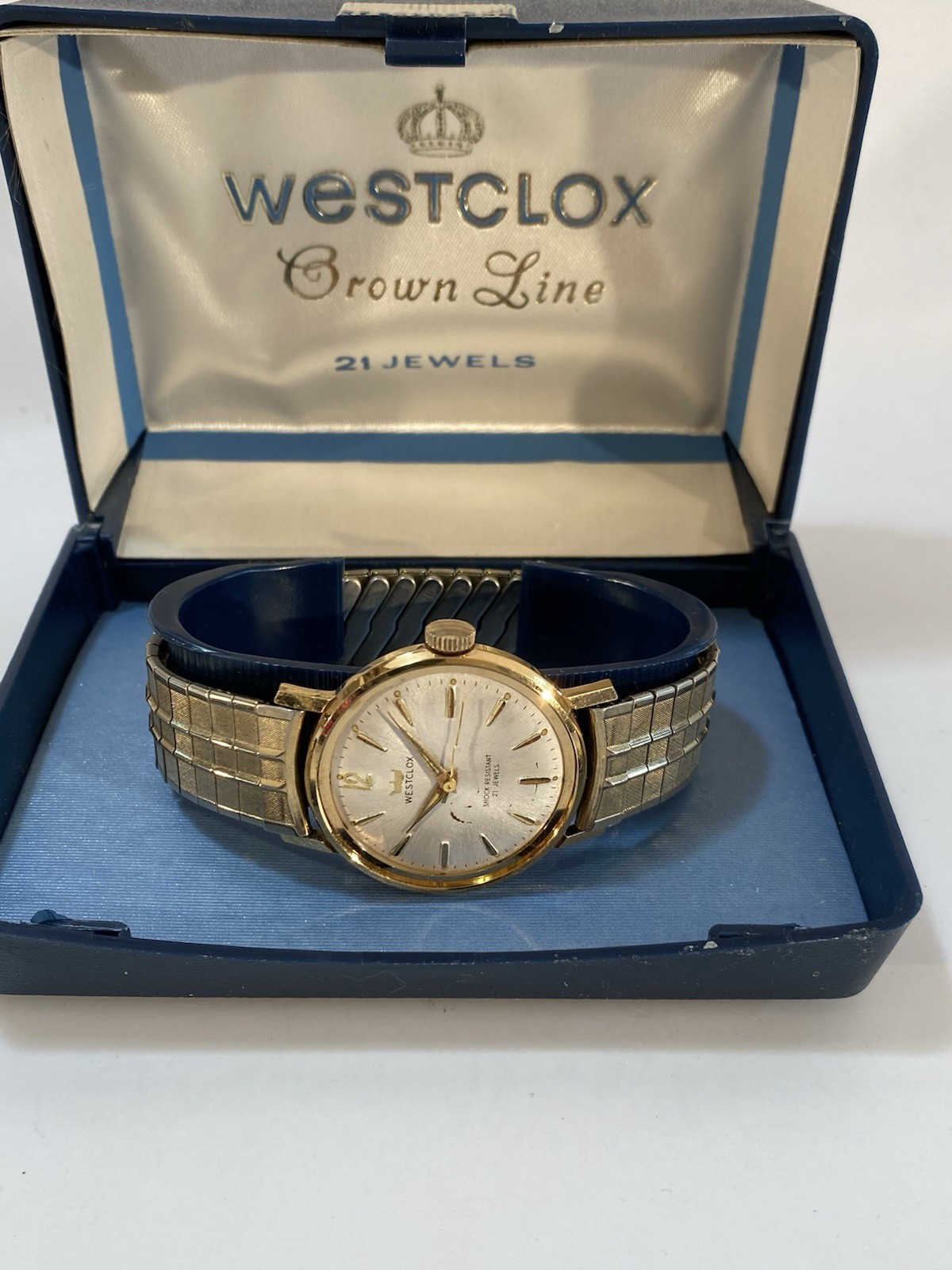 Westclox Crown Line Watch Manual Wind 17 Jewels With Box No Crystal Not Working