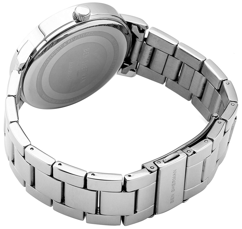 Ben Sherman London Stainless Steel Quartz Mens Watch Silver Dial WB061SM
