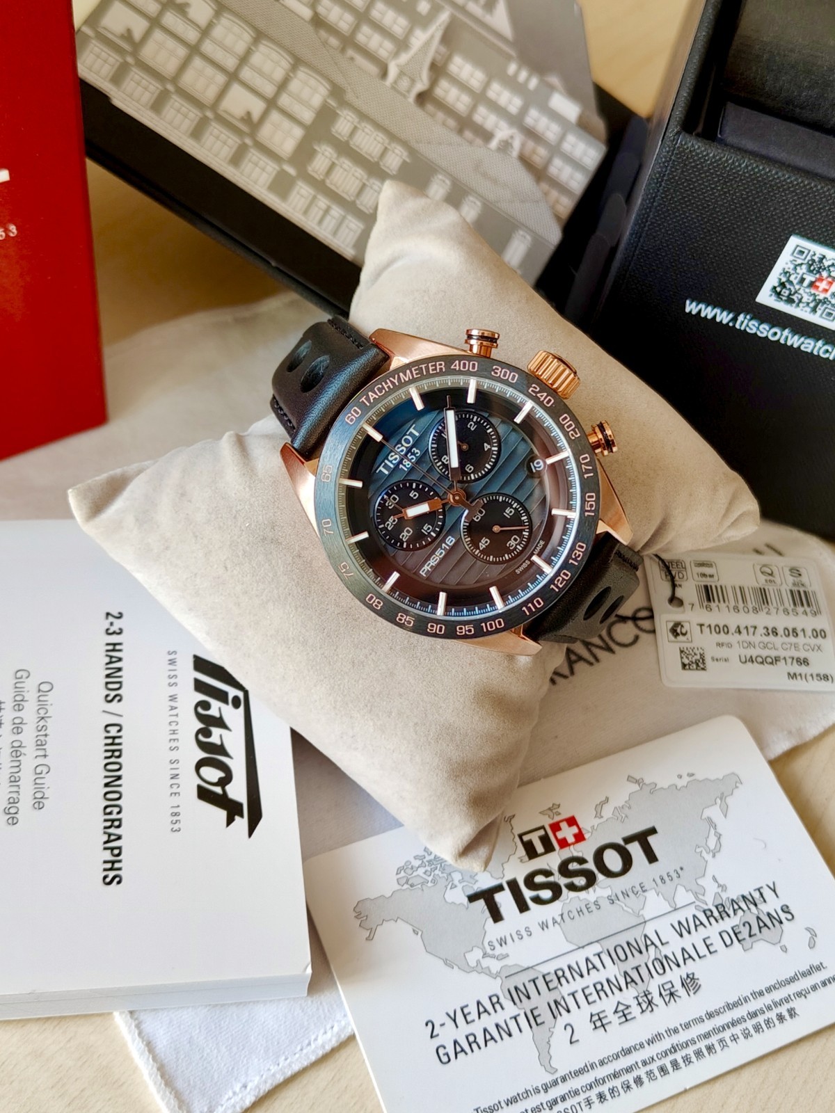 Tissot PRS516 Motorsport Racing Steel Chronograph Men’s Watch Black & Gold Dial