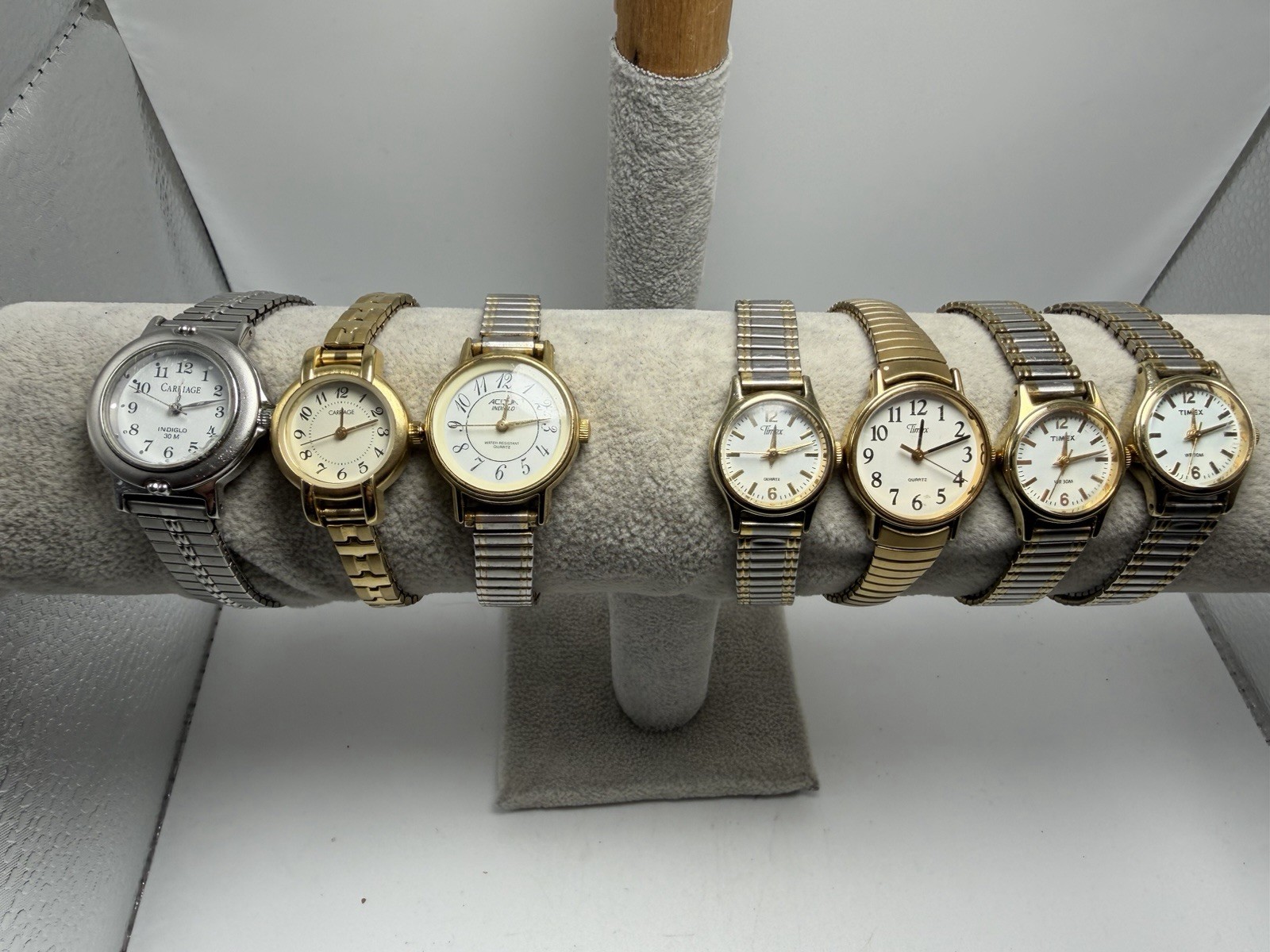 Timex Carriage Acqua Women Lot Of 7 New Batteries Stretch Band