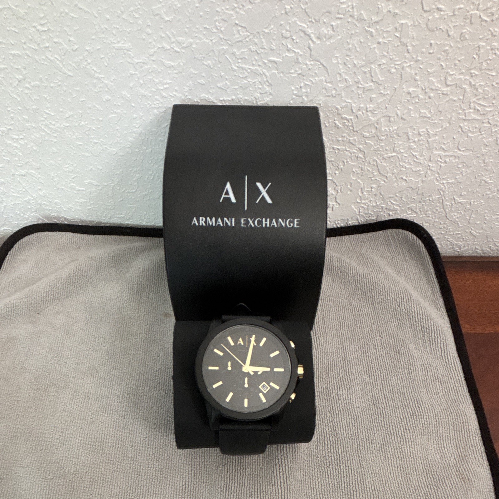 Armani Exchange Men’s Quartz Black Silicone Strap Date 44mm Watch w/ Box